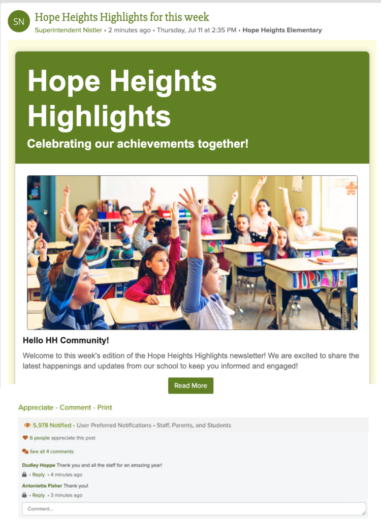 Smart Sites newsletter in feed with comments
