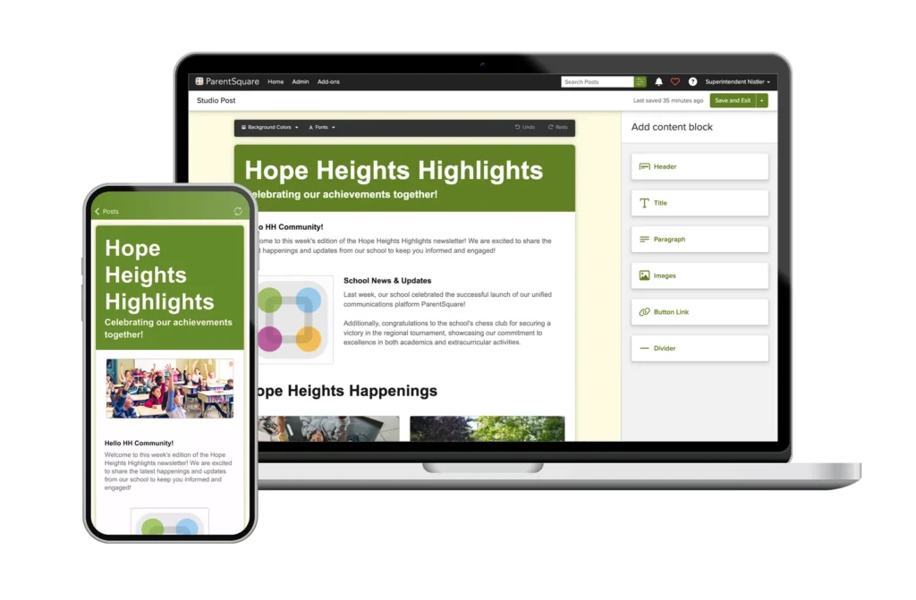 ParentSquare launches Studio Editor, a drag-and-rearrange tool that features an array of prebuilt templates and themes to make it easy to create beautifully designed posts and announcements